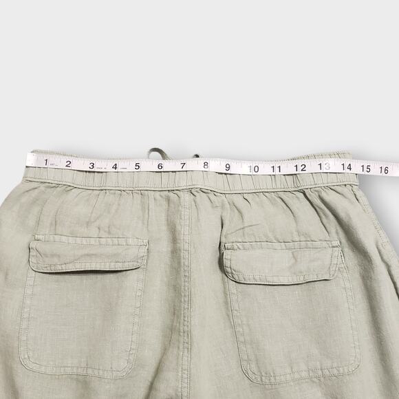 Nicole Miller 100% Linen Cargo Jogger Pants Green Large Casual Drawstring Pocket - Picture 8 of 11